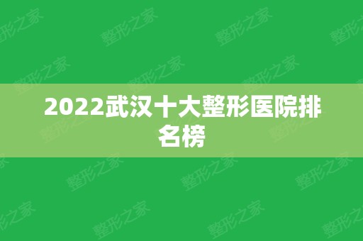 2024武汉十大整形医院排名榜