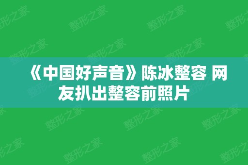 《中国好声音》陈冰整容 网友扒出整容前照片