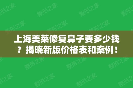 上海美莱修复鼻子要多少钱？揭晓新版价格表和案例！