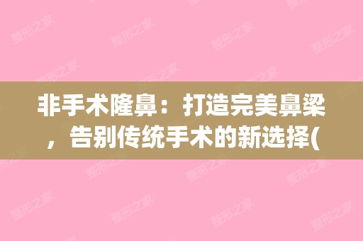 非手术隆鼻：打造完美鼻梁，告别传统手术的新选择(非手术隆鼻有几种方法)