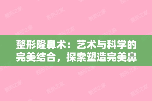 整形隆鼻术：艺术与科学的完美结合，探索塑造完美鼻梁之旅(隆鼻整形有几种方法)